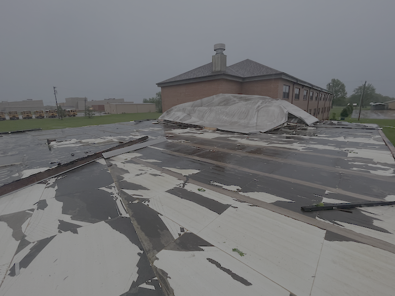 Storm damage at Lang Hall